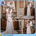 Princesse New Style Spaghetti Strap Deep V Front Flowy Long Train Chiffon Grecian Robes de mariée